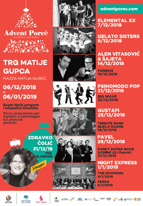 Advent Poreč -besplatno klizali&scaron;te, trideset koncerata, žive jaslice, adventska utrka, četiri dočeka Nove godine, ...  