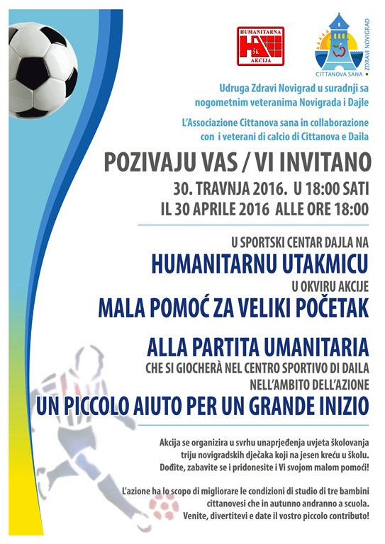 Humanitarna nogometna utakmica za tri dječaka iz Novigrada