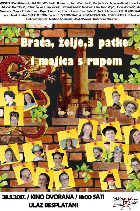 Dramska predstava Male dramske družine UPKA Error: &bdquo;Braća, želje, 3 patke i majica s rupom&rdquo;