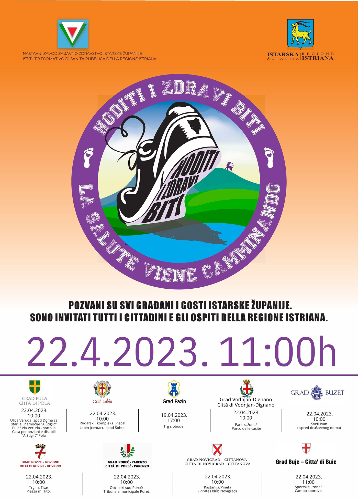 Hoditi i zdravi biti Buje Plakat