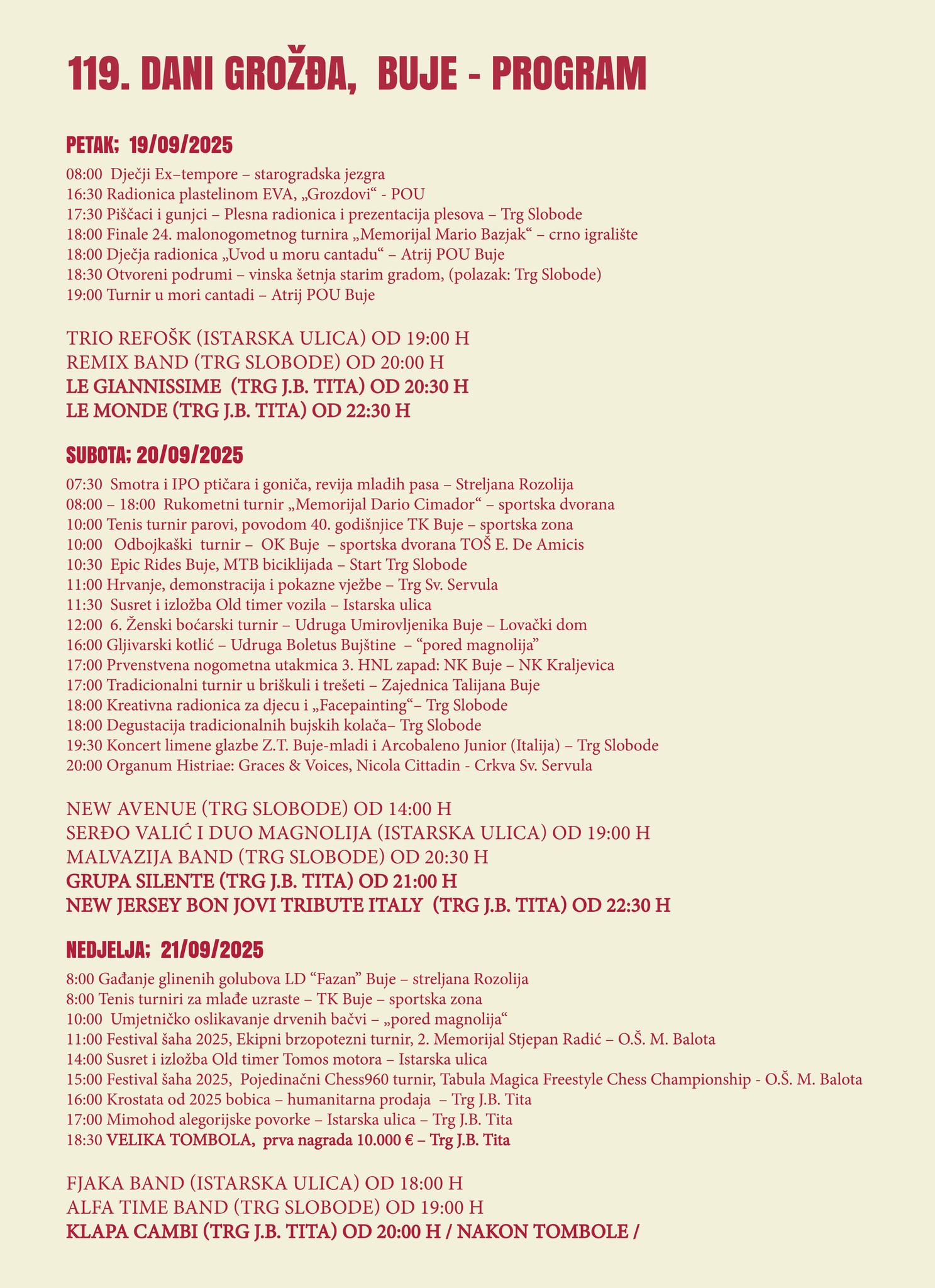 DANI GROŽĐA 2025 PROGRAM