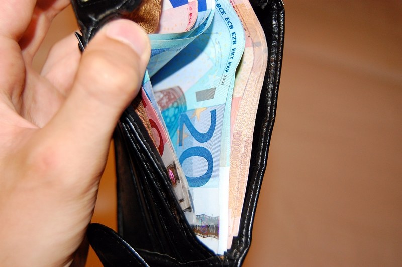 novčanik s novcima, euri papirnati