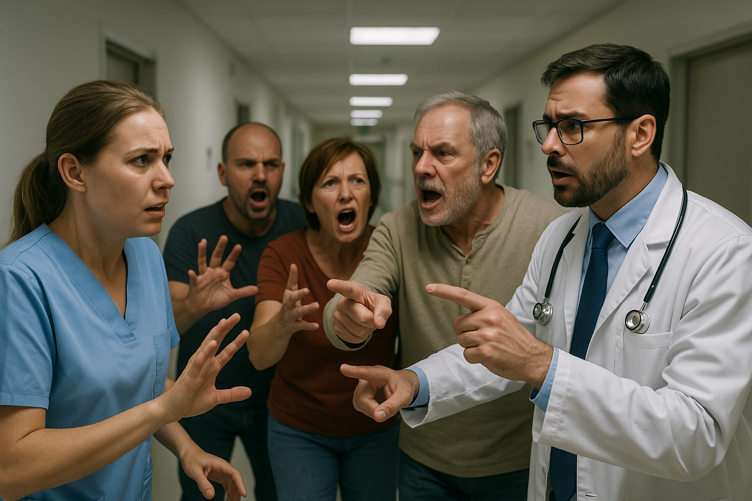 bolnica, liječnik, medicinska sestra, pacijenti sukob