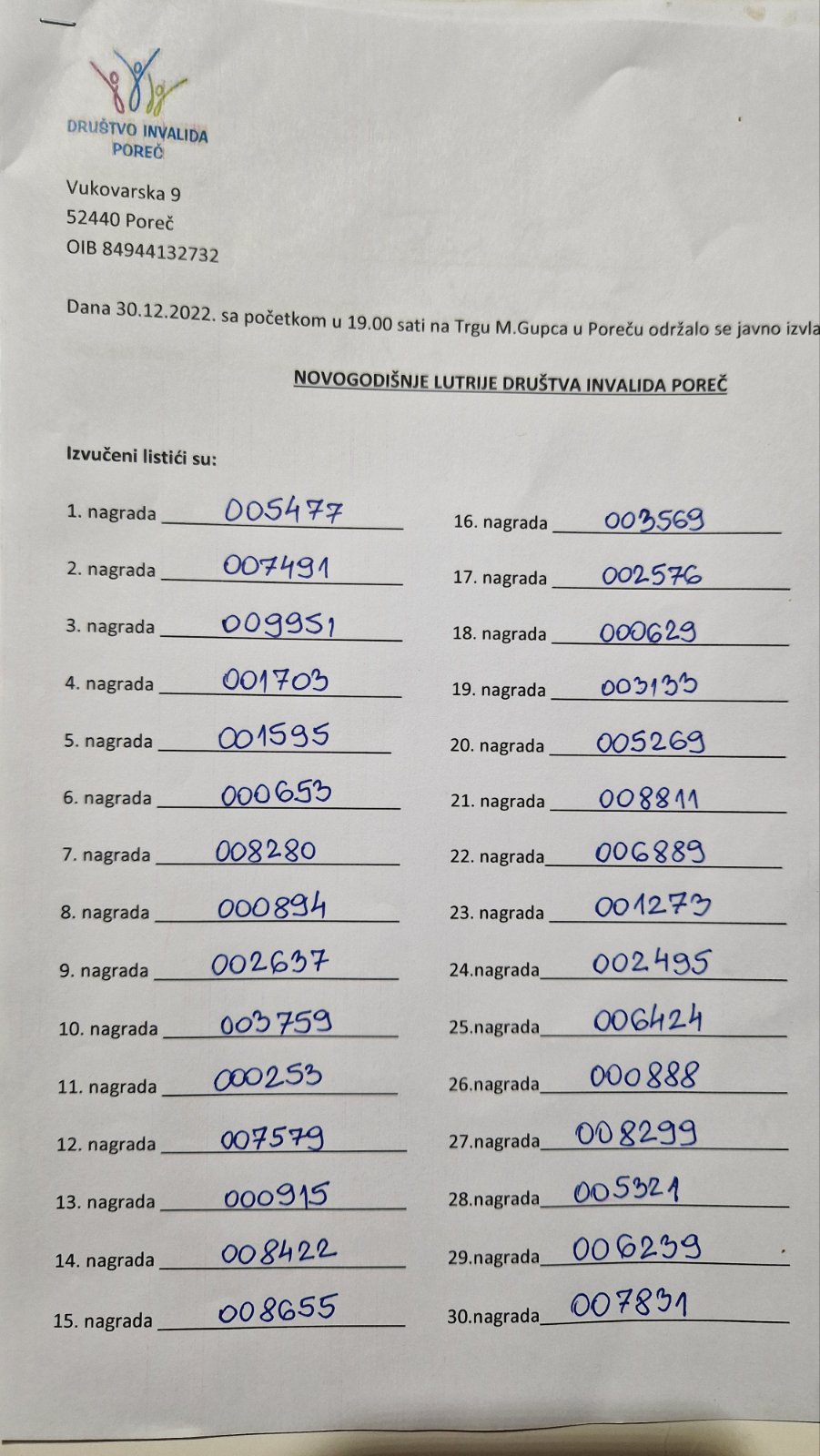 Poreč, Dobitne srećke