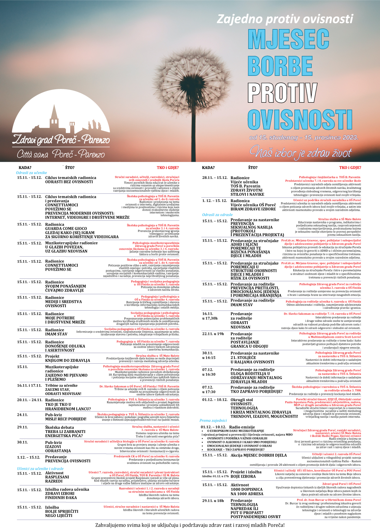 Poreč Mjesec borbe protiv ovisnosti 2023