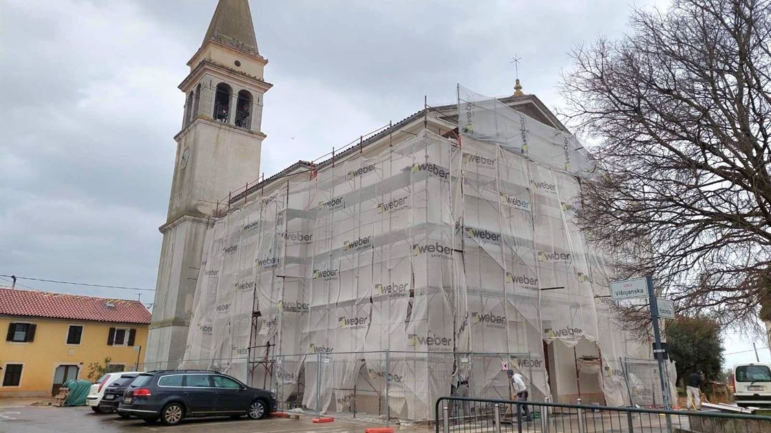 Poreč obnova crkve, skela, radovi
